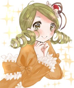 Rating: Safe Score: 0 Tags: +_+ 1girl ahoge blush diffraction_spikes dress drill_hair flower glint green_hair hair_ornament hands_clasped hands_together image kanaria long_sleeves looking_at_viewer own_hands_together puffy_sleeves rose smile solo sparkle sparkle_background sparkling_eyes striped twin_drills upper_body white_background User: admin