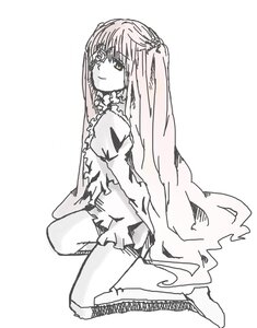 Rating: Safe Score: 0 Tags: 1girl boots dress full_body image kirakishou kneeling long_hair looking_at_viewer monochrome simple_background smile solo two_side_up ultimate_madoka User: admin