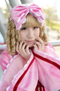 Rating: Safe Score: 0 Tags: 1girl blonde_hair blurry blurry_background bow day depth_of_field hair_bow hinaichigo lips looking_at_viewer nose outdoors photorealistic realistic smile solo upper_body wide_sleeves User: admin