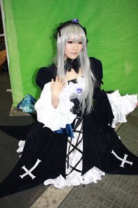 Rating: Safe Score: 0 Tags: 1girl black_dress dress flower frills gothic_lolita hairband lips lolita_fashion long_hair long_sleeves looking_at_viewer red_eyes silver_hair sitting solo suigintou wide_sleeves User: admin