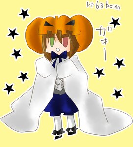 Rating: Safe Score: 0 Tags: 1girl brown_hair green_eyes halloween image jack-o'-lantern labcoat pumpkin solo souseiseki star_(symbol) star_print starfish starry_background User: admin