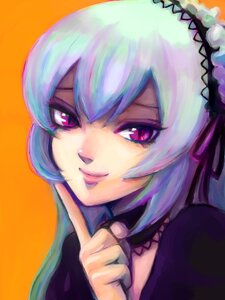 Rating: Safe Score: 0 Tags: 1girl commentary_request dress fingers flower frills hairband image index_finger_raised lolita_fashion lolita_hairband long_hair long_sleeves looking_at_viewer multicolored_hair orange_background pointing purple_eyes ribbon rozen_maiden silver_hair simple_background sketch smile solo suigintou tsukuru_(seki_sabato) User: admin