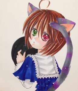 Rating: Safe Score: 0 Tags: 1girl ahoge animal_ears brown_hair cat_ears frills green_eyes hat heterochromia image long_sleeves looking_at_viewer looking_back red_eyes short_hair solo souseiseki upper_body User: admin