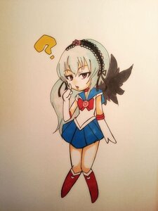 Rating: Safe Score: 0 Tags: 1girl ? blue_sailor_collar blue_skirt boots bow eighth_note full_body hairband image knee_boots musical_note photo red_bow sailor_collar sailor_moon sailor_senshi_uniform skirt solo suigintou traditional_media wings User: admin