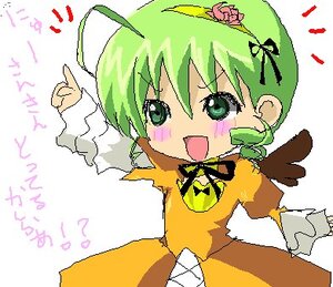 Rating: Safe Score: 0 Tags: 1girl :d ahoge blush dress green_eyes green_hair image kanaria long_sleeves open_mouth orange_dress smile solo upper_body white_background yellow_dress User: admin