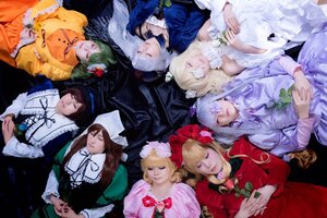Rating: Safe Score: 0 Tags: 6+girls 91076 blonde_hair bow brown_hair choker closed_eyes dress flower frills green_hair hair_ornament hat long_hair long_sleeves multiple_cosplay multiple_girls pink_bow ribbon short_hair siblings silver_hair sleeping tagme User: admin