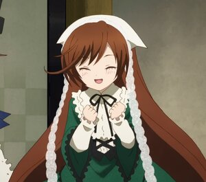 Rating: Safe Score: 0 Tags: 1girl :d ^_^ argyle argyle_background blush brown_hair checkered checkered_background checkered_floor closed_eyes dress facing_viewer image long_hair long_sleeves open_mouth ribbon smile solo suiseiseki tile_floor tiles User: admin