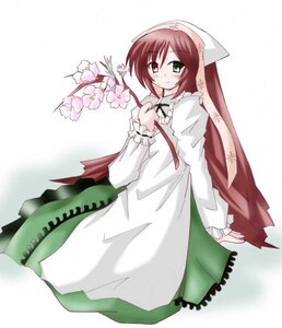 Rating: Safe Score: 0 Tags: 1girl blush brown_hair dress flower frills green_eyes head_scarf heterochromia image long_hair long_sleeves looking_at_viewer red_eyes smile solo suiseiseki very_long_hair wings User: admin