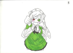 Rating: Safe Score: 0 Tags: 1girl :d dress green_dress green_eyes hat heterochromia image long_hair long_sleeves looking_at_viewer open_mouth red_eyes simple_background smile solo suiseiseki white_background User: admin