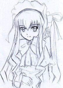 Rating: Safe Score: 0 Tags: 1girl auto_tagged dress flower image long_hair long_sleeves looking_at_viewer monochrome rose shinku simple_background smile solo upper_body very_long_hair User: admin