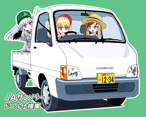 Rating: Safe Score: 0 Tags: 3girls adjusting_clothes adjusting_headwear blonde_hair blue_eyes bonnet brown_hair car commentary dress driving green_background green_eyes ground_vehicle hat heterochromia image japan_agricultural_cooperatives kozou_(rifa) long_hair motor_vehicle multiple multiple_girls purple_eyes red_eyes rozen_maiden shadow shinku silver_hair simple_background smile subaru_(brand) subaru_sambar suigintou suiseiseki tagme truck uniform wings User: admin