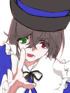 Rating: Safe Score: 0 Tags: 1girl bangs black_headwear black_ribbon brown_hair eyebrows_visible_through_hair green_eyes hair_between_eyes hat heterochromia image long_sleeves looking_at_viewer neck_ribbon open_mouth red_eyes ribbon sailor_collar simple_background solo souseiseki striped virtual_youtuber white_background white_sailor_collar User: admin