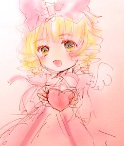 Rating: Safe Score: 0 Tags: 1girl :d blonde_hair blush bow double_v dress drill_hair green_eyes hinaichigo image magical_girl open_mouth sketch smile solo striped v yellow_eyes User: admin