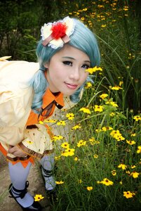 Rating: Safe Score: 0 Tags: 1girl blue_hair flower hair_flower kanaria lips smile solo User: admin