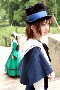 Rating: Safe Score: 0 Tags: 1boy blue_dress blue_headwear blurry brown_eyes brown_hair depth_of_field dress hat long_sleeves multiple_cosplay multiple_girls outdoors tagme User: admin