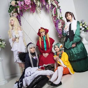 Rating: Safe Score: 0 Tags: 4girls blonde_hair boots closed_eyes couch dress flower long_hair multiple_cosplay multiple_girls sitting suigintou tagme User: admin