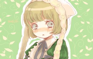 Rating: Safe Score: 0 Tags: 1girl bangs blue_eyes blush dress green_background image looking_at_viewer petals ribbon short_hair solo suiseiseki upper_body veil User: admin