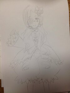 Rating: Safe Score: 0 Tags: 1girl costume_switch dress hair_ornament image lineart long_hair long_sleeves looking_at_viewer monochrome photo sketch smile solo traditional_media wide_sleeves User: admin