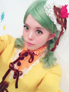 Rating: Safe Score: 0 Tags: 1girl bug butterfly closed_mouth dress flower green_eyes green_hair insect kanaria lips looking_at_viewer ribbon smile solo upper_body yellow_dress User: admin