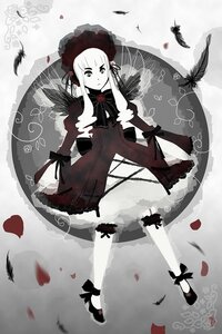 Rating: Safe Score: 0 Tags: 1girl bird black_feathers black_wings bonnet costume_switch dress feathers flower image long_hair long_sleeves petals ribbon rose rose_petals shinku silver_hair solo suigintou wings User: admin
