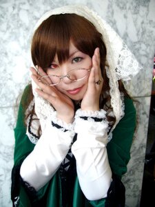 Rating: Safe Score: 0 Tags: 1girl brown_hair fur_trim green_dress green_eyes hands_on_own_cheeks hands_on_own_face heterochromia jewelry lips long_sleeves looking_at_viewer nail_polish realistic red_eyes smile solo suiseiseki User: admin