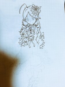 Rating: Safe Score: 0 Tags: 1girl ahoge blue_theme braid dress hair_ornament image kanaria long_hair looking_at_viewer monochrome ribbon sketch smile solo solo_braid traditional_media very_long_hair User: admin