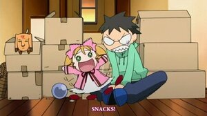 Rating: Safe Score: 0 Tags: 1boy 1girl black_hair blonde_hair bow box cardboard_box door dress glasses hina_ichigo hinaichigo image in_box in_container pink_bow solo teeth User: admin