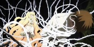 Rating: Safe Score: 0 Tags: 1boy 1girl blonde_hair image kirakishou long_hair skirt solo spiked_hair very_long_hair User: admin