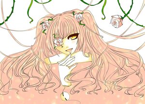 Rating: Safe Score: 0 Tags: 1girl flower hair_flower hair_ornament image kirakishou long_hair pink_hair plant rose smile solo thorns vines white_flower white_rose yellow_eyes User: admin