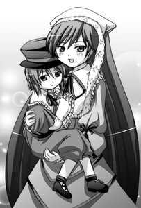 Rating: Safe Score: 0 Tags: 2girls blush dress frills greyscale hat image long_hair long_sleeves looking_at_viewer monochrome multiple_girls pair princess_carry ribbon shoes short_hair smile souseiseki suiseiseki twins very_long_hair User: admin