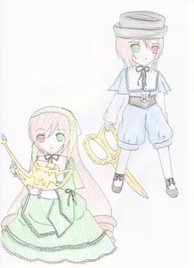 Rating: Safe Score: 0 Tags: 2girls dress frills full_body green_dress green_eyes hat head_scarf heterochromia image long_sleeves looking_at_viewer multiple_girls neck_ribbon pair pantyhose red_eyes ribbon scissors short_hair siblings souseiseki suiseiseki twins watering_can User: admin