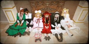 Rating: Safe Score: 0 Tags: 6+girls apron bangs black_hair blonde_hair boots bow brown_hair bunny_ears checkered checkered_floor closed_eyes dress hat head_scarf long_hair long_sleeves maid multiple_cosplay multiple_girls pantyhose ribbon shoes short_hair sitting tagme User: admin