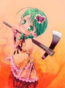Rating: Safe Score: 0 Tags: 1girl ahoge blush flower frills green_eyes green_hair hair_flower hair_ornament image kanaria long_sleeves ribbon solo User: admin