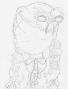 Rating: Safe Score: 0 Tags: 1girl auto_tagged bow drill_hair greyscale image kanaria monochrome ribbon solo User: admin