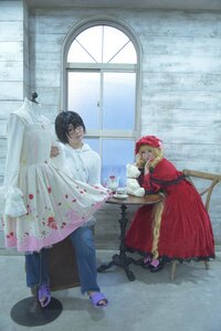 Rating: Safe Score: 0 Tags: black_hair blonde_hair curtains dress glasses hat indoors long_sleeves multiple_boys sakurada_jun shinku sitting solo standing window User: admin