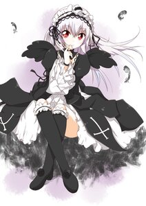 Rating: Safe Score: 0 Tags: 1girl bangs black_dress black_footwear black_legwear black_ribbon black_wings blush boots closed_mouth doll_joints dress eyebrows_visible_through_hair feathers frills gothic_lolita hair_between_eyes hairband image joints juliet_sleeves lolita_fashion long_hair long_sleeves looking_at_viewer puffy_sleeves red_eyes ribbon silver_hair smile solo suigintou very_long_hair wide_sleeves wings User: admin