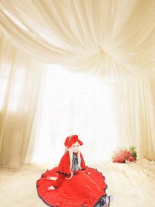 Rating: Safe Score: 0 Tags: 1girl curtains dress flower gloves hat long_hair long_sleeves shinku sitting solo sunlight User: admin