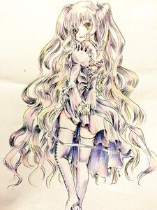 Rating: Safe Score: 0 Tags: 1girl blonde_hair dress green_eyes hair_flower hair_ornament image kirakishou long_hair looking_back solo thighhighs traditional_media very_long_hair User: admin