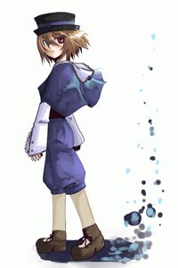 Rating: Safe Score: 0 Tags: 1boy blue_eyes blush brown_hair capelet full_body hat heterochromia image long_sleeves looking_at_viewer looking_back red_eyes shorts solo souseiseki top_hat white_legwear User: admin
