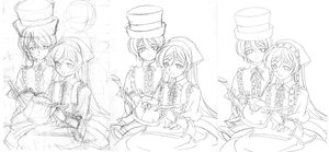 Rating: Safe Score: 0 Tags: 6+girls frills hat hoshizora_rin image long_hair monochrome multiple_girls pair short_hair smile sonoda_umi souseiseki suiseiseki top_hat toujou_nozomi User: admin