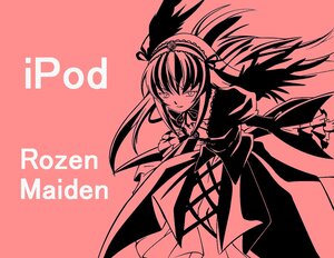 Rating: Safe Score: 0 Tags: 1girl dress frills hairband image long_hair long_sleeves monochrome puffy_sleeves red_background red_theme simple_background solo standing suigintou wings User: admin