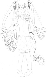 Rating: Safe Score: 0 Tags: 1girl dress greyscale hair_ribbon image long_hair monochrome ribbon shinku solo standing thighhighs twintails very_long_hair User: admin