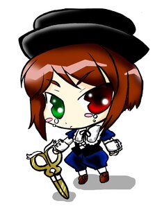 Rating: Safe Score: 0 Tags: 1girl blush_stickers brown_hair chibi dress full_body hat image long_sleeves short_hair simple_background solo souseiseki standing white_background User: admin