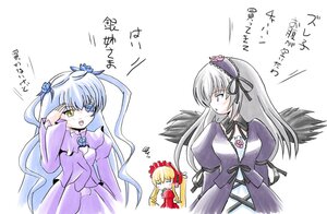 Rating: Safe Score: 0 Tags: 3girls barasuishou black_wings blonde_hair blue_hair blush blush_stickers bonnet dress eyepatch flower hairband image imai_kazunari long_hair long_sleeves looking_back multiple multiple_girls open_mouth pout ribbon rose rozen_maiden shinku silver_hair simple_background suigintou tagme translation_request very_long_hair white_background wings yellow_eyes User: admin