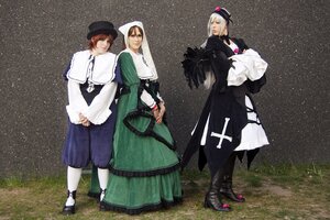 Rating: Safe Score: 0 Tags: apron blonde_hair brown_hair cape dress hat multiple_boys multiple_cosplay tagme User: admin