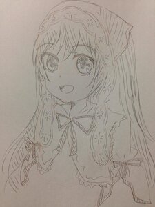 Rating: Safe Score: 0 Tags: 1girl image long_hair looking_at_viewer monochrome open_mouth photo ribbon smile solo suiseiseki traditional_media User: admin