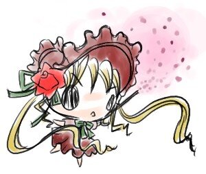 Rating: Safe Score: 0 Tags: 1girl blonde_hair blush bonnet chibi dress flower hat image long_hair long_sleeves open_mouth shinku solo User: admin