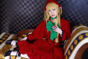 Rating: Safe Score: 0 Tags: 1girl argyle argyle_background argyle_legwear blonde_hair blue_eyes board_game checkered checkered_background checkered_floor checkered_skirt chess_piece dress flag flower lips long_hair perspective realistic ribbon rose shinku sitting solo tile_floor tiles User: admin