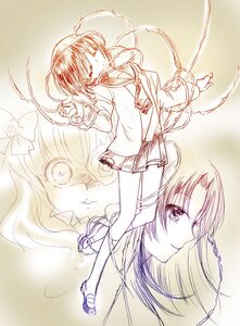 Rating: Safe Score: 0 Tags: 1girl chain full_body human long_hair long_sleeves monochrome pleated_skirt school_uniform serafuku sketch skirt standing User: admin