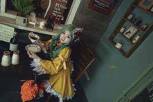 Rating: Safe Score: 0 Tags: 1girl cup flower frills green_hair indoors kanaria long_hair solo tea teacup User: admin